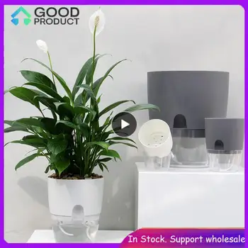 1~10PCS vaso de Flores de Auto-Rega Transparente Dupla Camada de Plástico Vaso de Corda de Algodão de Rega Pequeno vaso de Planta Com Injeção