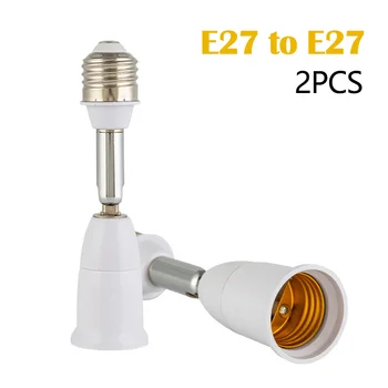 2pcs E27 5.5 cm / 11,5 cm de Extensão de Extensão de Soquete Adaptador E27 Ajustável Extensor Elástico Médio Soquete da Lâmpada Conversor