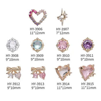 5 Pcs Zircão Coração De Unhas Encantos De Luxo Colorido Prego Arco De Diamante Strass Cristal Jóias Decorações Manicure Acessórios
