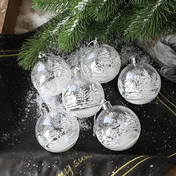 6Pcs Transparente de Neve, Bolas de Natal Pingentes Para Decoração de Árvore de Natal Claro Enfeites de Pendurar Enfeites de Natal Decoração