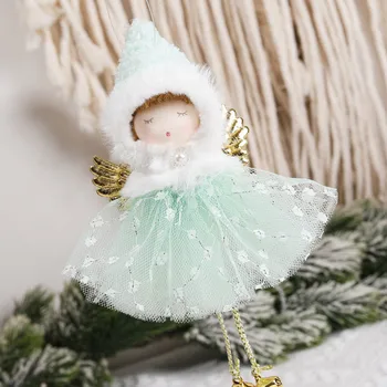 Anjo Bonecas Verde Novo Ano de 2024 Crianças Presentes de Natal Pingente de Árvore Enfeite Decoração de Natal para a Casa Natal de Noel Deco Navidad 2023