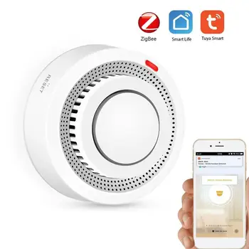 Aplicativo de Notificações Push E Controlar o Som de Alarme a Monitorização em tempo Real de Incêndio Alarme de Voz Inteligente Aplicativo Vida Tuya Zigbee Detector de Fumaça