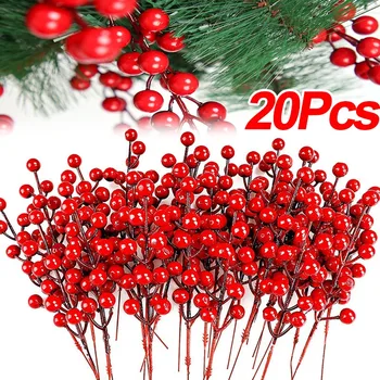 Artificial de frutas Vermelhas Chritsmas Decoração de Frutas Vermelhas Simulação Berry Ramos de Cerejeira para a Casa de Árvore de Natal Enfeites de Ano Novo Decoração