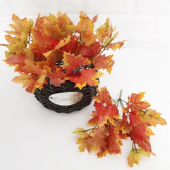Artificial Red Maple Leaf Ramos Outono Colheita Partido Falso Plantas Decorações De Ação De Graças Festa De Halloween Deixa Ornamentos