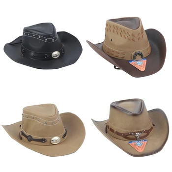 Chapéu de Cowboy com Cinto Largo Perfeito para Themed Ocidental e as Festas de Traje Cosplay Adereços Ornamento