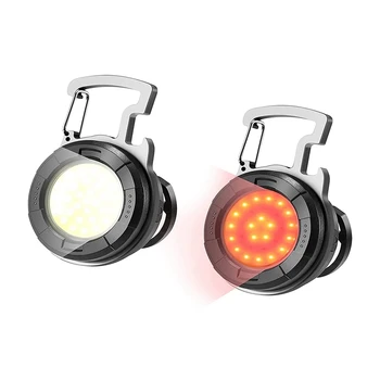 COB 2Pcs Lanterna elétrica do Keychain,1000Lumens Brilhante Chaveiro Mini Lanterna 4 Modos de Luz Luz de Bolso Com Abridor de Garrafa