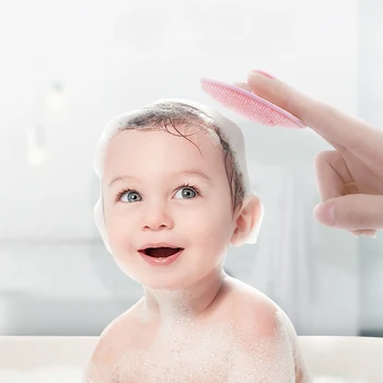 Comestível, a Cabeça do Bebé Massager Shampoo Massagem do couro Cabeludo Pincel de silicone de Cabelo do bebê Escova de Lavar roupa