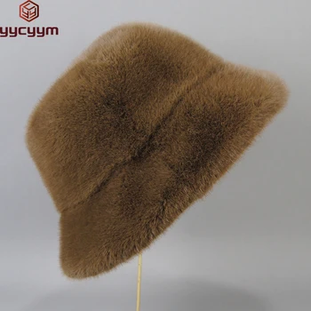 Falso Mink Fur Boinas Mulheres Elegantes de Inverno Caps Novo da forma do Projeto de Peles Artificiais Chapéus de Malha Quente Falso Mink Fur Beanies Chapéu