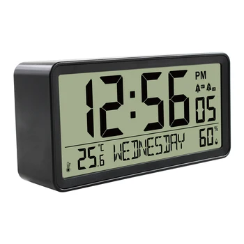 LCD, Relógio Despertador Digital Bateria Operado Secretária Eletrônica Relógio com Temperatura Interior Humdity Data de luz de fundo a Função de Repetição