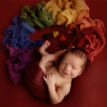 Macio e Respirável Bebê Recém-nascido Cobertor para a Fotografia com Colorido arco-íris Envoltório de Acessórios para Bebé Recém-nascido