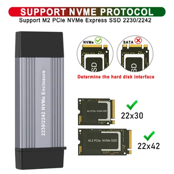 NVME SSD Caso de M. 2 para USB 3.1 Gen 2 10Gbps Gabinete de Alumínio M2 Tipo A + Tipo C Externo SSD Para M/M+B Chave 2230 2242