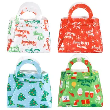 Presente De Natal Saco Portátil Tratar Goody Bag Com Alças Reutilizáveis Doces Tratar De Saco De Tecido Para Doces Sacola Para Decorações Do Partido