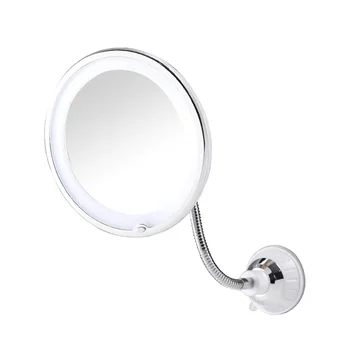 Ventosa de Dobramento Espelho Rotação LED 10X com Forte ventosa Portátil sem fio viaja para o Lar de Espelho