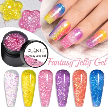 Verão de Glitter, Lantejoulas Gel Unha polonês 5ML Fantasia de Geléia de Unhas de Gel Soak Off Gel UV Semi Permanente Verniz Híbrido Para Manicure