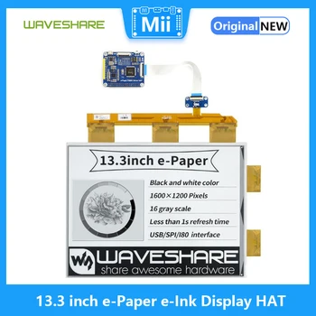 Waveshare de 13,3 polegadas e-Paper e-Ink Display CHAPÉU Para o Raspberry Pi, 1600*1200, 16 Escalas de Cinza, Suporte parcial de atualização