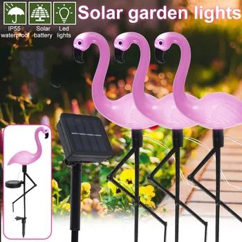 1/2/4PCS cor-de-Rosa Flamingo Solar do DIODO emissor de Luz da Lâmpada Exterior do Jardim de Paisagem de Luz Solar do Gramado da Lâmpada Impermeável do Solo Lâmpada de Decoração de Jardim