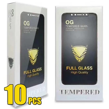 10pcs OG Vidro Temperado 9H Protetor de Tela do Filme em HD Premium Escudo Para iPhone 15 Pro Max 14 13 Mini 12 11 XR XS X 8 7 SE