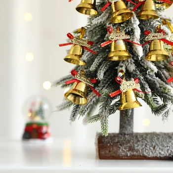 12pcs Feliz Natal Tema de Ouro Jingle Bell Árvore de Natal Brilhante Pendurado DIY Prop Ano Novo Casa de Festa Decoração de Suprimentos 2024