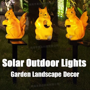 2Pcs LED Solar de Esquilo, Luzes ao ar livre de Animais em Forma de Paisagem Impermeável Varanda Decoração Criativa para o Pátio Gramado do Jardim da Lâmpada