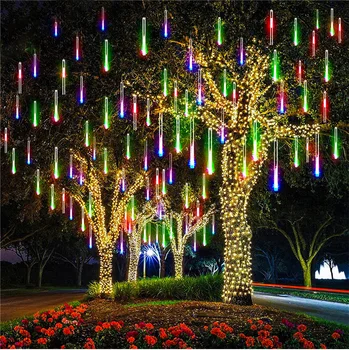 8 Tubos de Natal de LED chuva de Meteoros Garland Festão de Férias Faixa de Luz ao ar livre de Fadas Seqüência de Luzes para a Rua a Decoração do Jardim