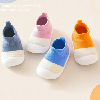 Bebê Prewalker Sapatos Bonitos Infantil Tênis de Malha de Montagem de Calçado Anti-derrapante Crianças Chão Criança Meninas Primeiros Caminhantes sapatos fechados