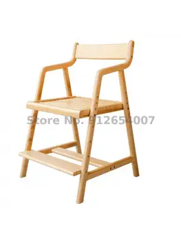 Crianças de Crescimento da Aprendizagem Cadeira de Bambu Sólido de Madeira do Assento da Cadeira para Trás Família do Bebê Cadeira de Jantar Liftable Multifuncional da Escrita