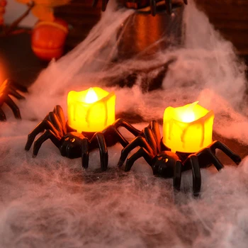 Decoração de Halloween da Vela do DIODO emissor de Luz de Plástico Aranha Abóbora Lâmpada para a Home Bar Casa Assombrada Halloween Decoração para uma Festa de Terror Adereços