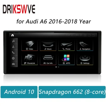 DRIKSWVE Android Automático da Tela Snapdragon 662 Multimídia do Automóvel Leitor de Rádio Estéreo em seu GPS Navi Link de Espelho para Audi A6 2016-2018