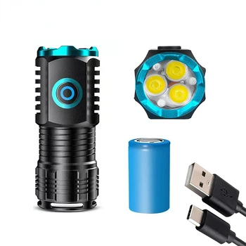 Lanternas Recarregáveis USB de Bolso Mini do Diodo emissor de luz Com Bateria 18350 de Alta Potência de Acampamento ao ar livre EDC lanterna Luz da Tocha