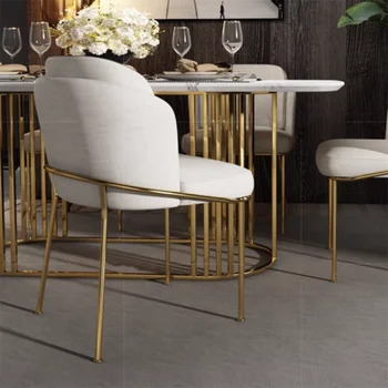Luxo Belas Cadeiras De Jantar Nórdicos Moda Couro Sintético Branco Cadeiras De Jantar De Ouro Europeia Cadeiras Para Pequenos Espaços De Comedor De Mobiliário De Cozinha