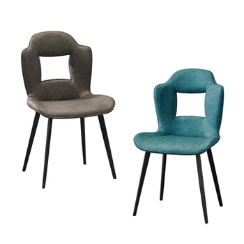 Luxo Moderno E Elegante Design Simples Cinza De Couro Azul Cadeira De Jantar