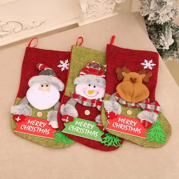 Meias de natal de festas e Férias Meias Durável Espaçoso decorado com Caprichosos desenhos animados para o Natal Decoração de Natal de Meias