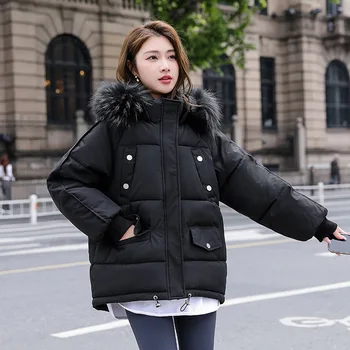 Para baixo do Casaco de inverno gola de Pele de 2023 mulheres pesada novo cabelo solto casaco de Inverno para baixo de algodão acolchoado jaqueta casaco XFX816