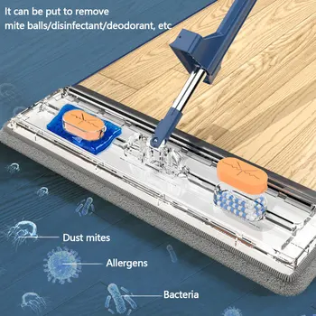 Rotação de 360 ° de Microfibra Mop Squeeze Mop Plano com EVA Raspador 42cm Domésticos de Limpeza de Piso de Vassouras Casa de Drenagem Limpeza de Patacas,