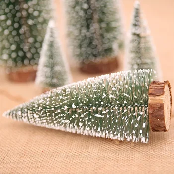 Tabela Decoração Falso Verde Pinheiro 2Pcs/muito Pequeno Artificial Mini Árvore de Natal 2024 Presente de Ano Novo Decorações de Natal para a Casa